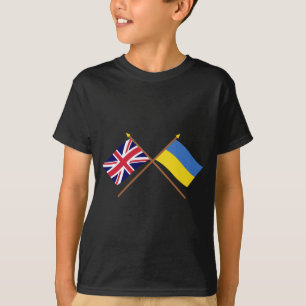 Camiseta Reino Unido e bandeiras cruzadas Ucrânia