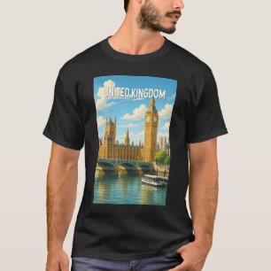 Camiseta Reino Unido Ilustração Arte de Viagem Vintage