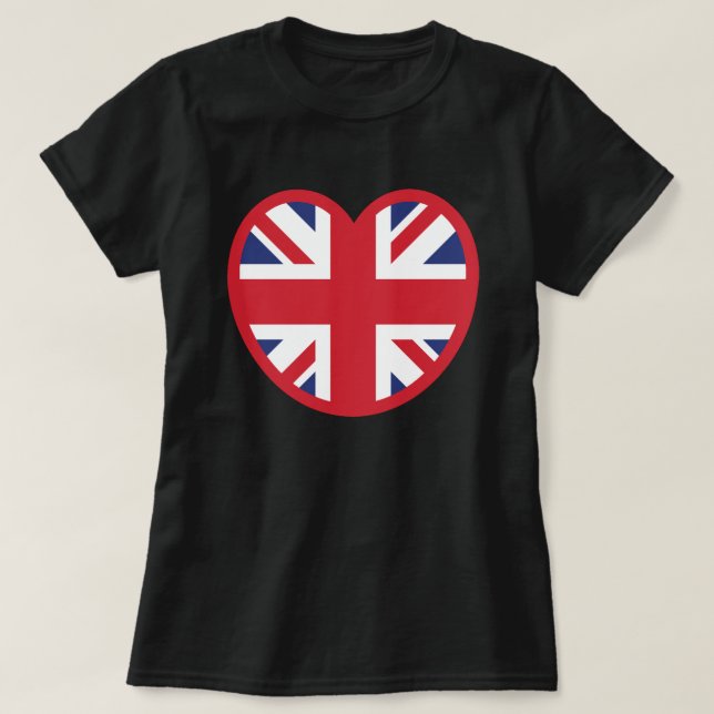 Camiseta Reino Unido Union Jack Flag Heart (Frente do Design)