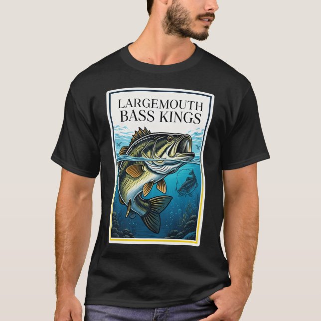 Camiseta Reis da Boca-Larga Design para Entusiastas da Pesc (Frente)