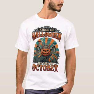 Camiseta Reis Halloween Nascidos Em Outubro Coroa De Abóbor
