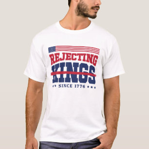 Camiseta Rejeitando Reis Desde 1776 Vermelho Branco Azul