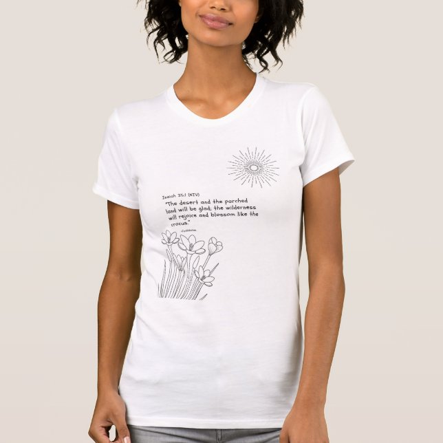 Camiseta “Rejoice and Blossom” Scripture Shirt for Women (Frente)