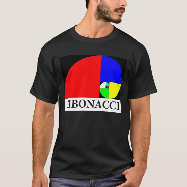 Camiseta Relação dourada, espiral de Fibonacci (Frente)