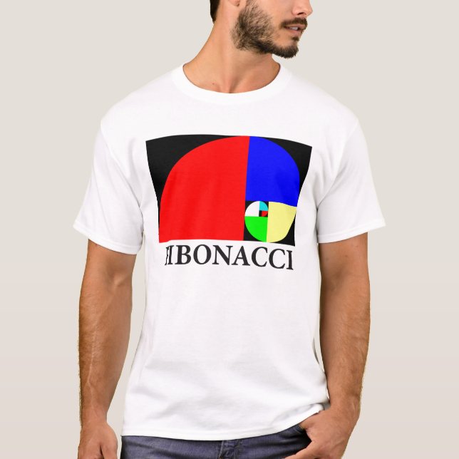 Camiseta Relação dourada, espiral de Fibonacci (Frente)