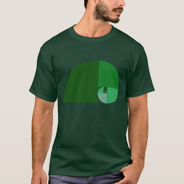 Camiseta Relação dourada, espiral de Fibonacci (Frente)