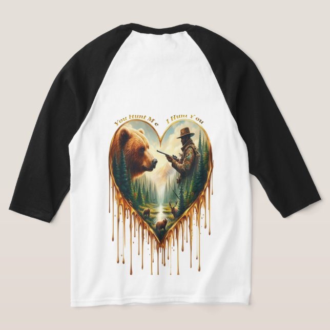 Camiseta Relação entre Hunter Grizzly Bear e Deer (Postura das costas)