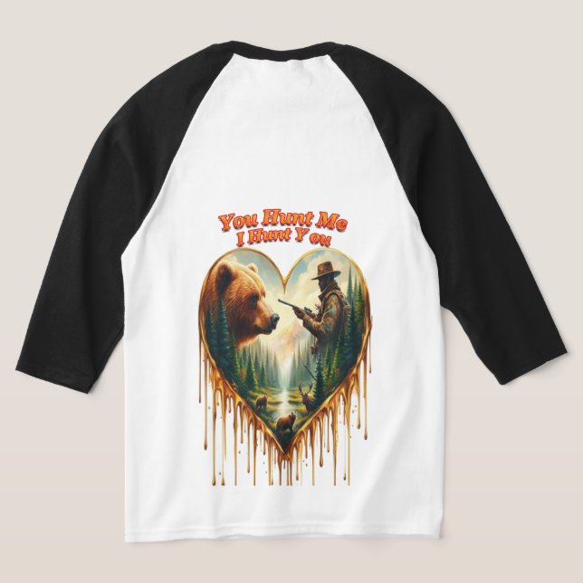Camiseta Relação entre Hunter Grizzly Bear e Deer (Postura das costas)
