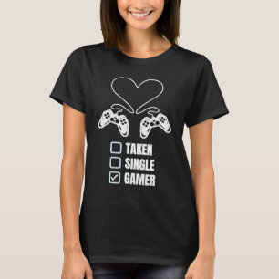 Camiseta Relacionamento de Gamer Solteiro Casado no Dia dos