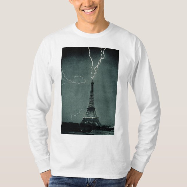 Camiseta Relâmpago em choque com a Torre Eiffel (Frente)