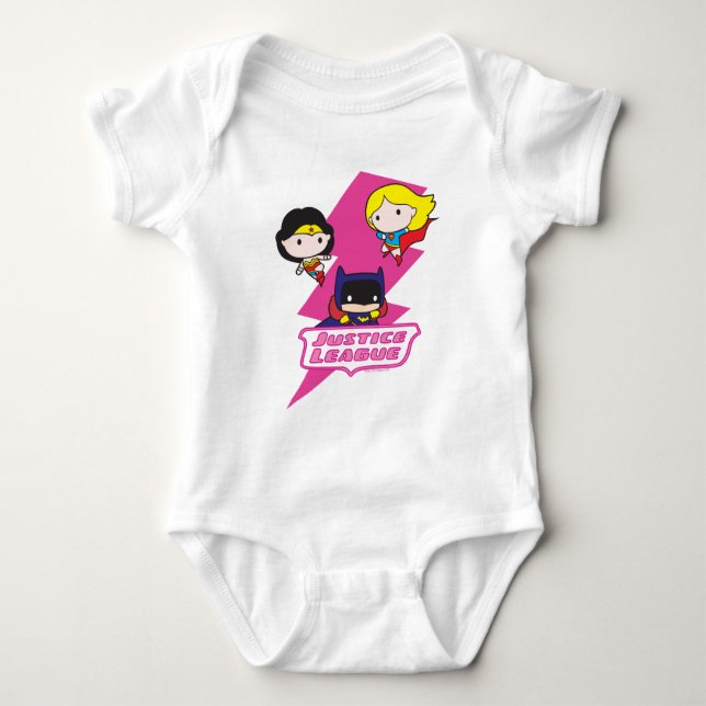 Camiseta Relâmpago Rosa da Liga da Justiça Chibi (Frente)