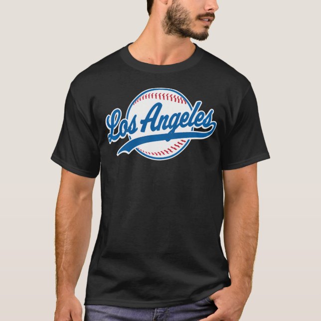 Camiseta Relatório de Throwback de Baseball La Tee em Los A (Frente)