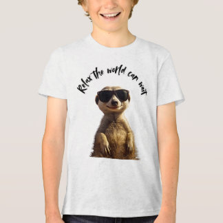 Camiseta Relax – The World Can Wait | Cool Meerkat with Sun