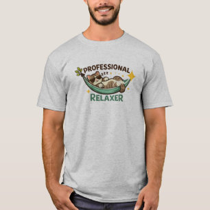 Camiseta Relaxador Profissional Gato Engraçado em Rede de Ó