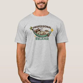 Camiseta Relaxador Profissional Gato Engraçado em Rede de Ó