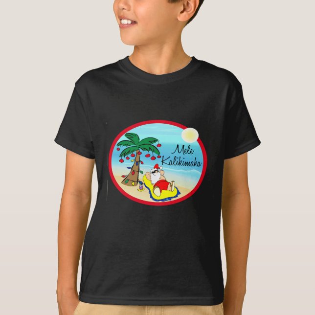 Camiseta Relaxamento sob o Natal do hawaiin do papai noel (Frente)