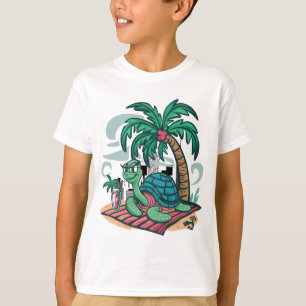 Camiseta Relaxando A Tartaruga Marítima Sob Palmeiras