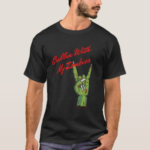 Camiseta Relaxando Com Meu Férias de Zumbi Fantasia de Hall