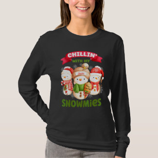 Camiseta Relaxando Com Meus Amigos de Neve Três Natal de Bo