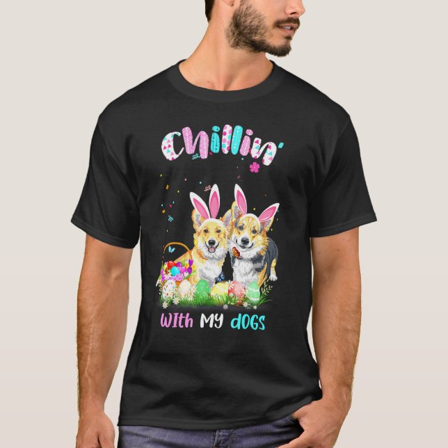 Camiseta Relaxando Com Meus Cachorros Orelhas de Coelho Cor (Frente)
