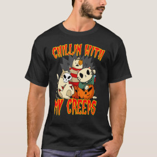 Camiseta Relaxando com Meus Irmãos Gatos de Terror
