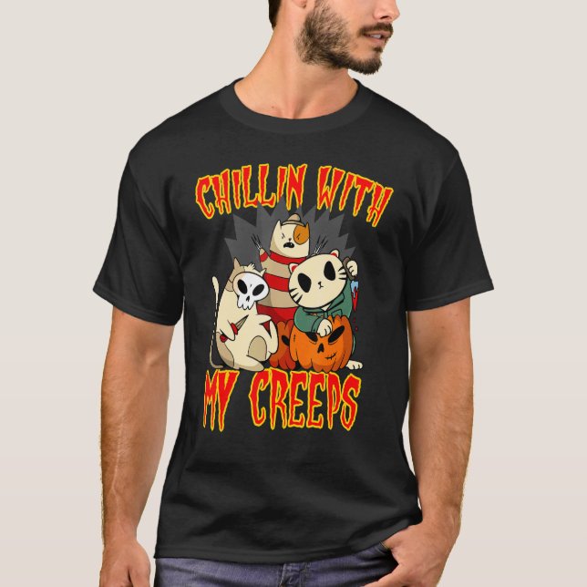 Camiseta Relaxando com Meus Irmãos Gatos de Terror (Frente)