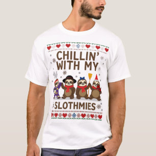 Camiseta Relaxando Com Meus Slothmies Sloth Engraçado Natal