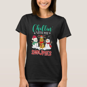 Camiseta Relaxando Com Meus Snowmies Papai Noel Dourado Nat