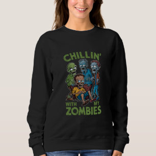 Camiseta Relaxando Com Meus Zumbis Dia das Bruxas Meninos C