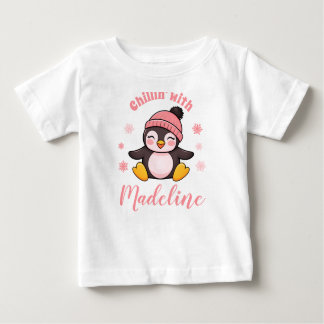 Camiseta Relaxando com o Nome Pinguim Fofo Natal Inverno