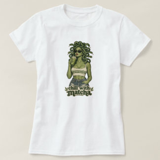 Camiseta Relaxe com Matcha Divertida Medusa Amante de Chá C