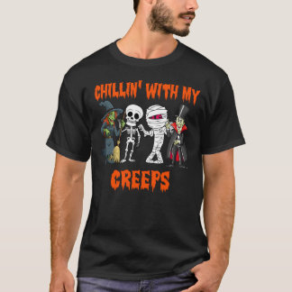 Camiseta Relaxe Com Meu Esqueleto De Halloween De Vampiros