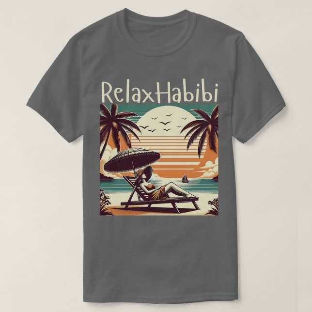 Camiseta Relaxe Habibi Romântico Engraçado Raízes Árabes Io (Frente do Design)