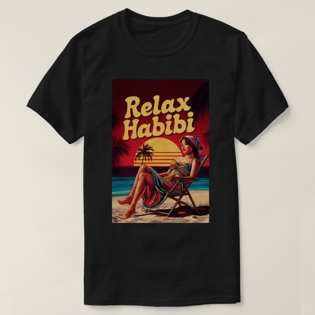 Camiseta Relaxe Habibi Romântico Engraçado Raízes Árabes Io (Frente do Design)