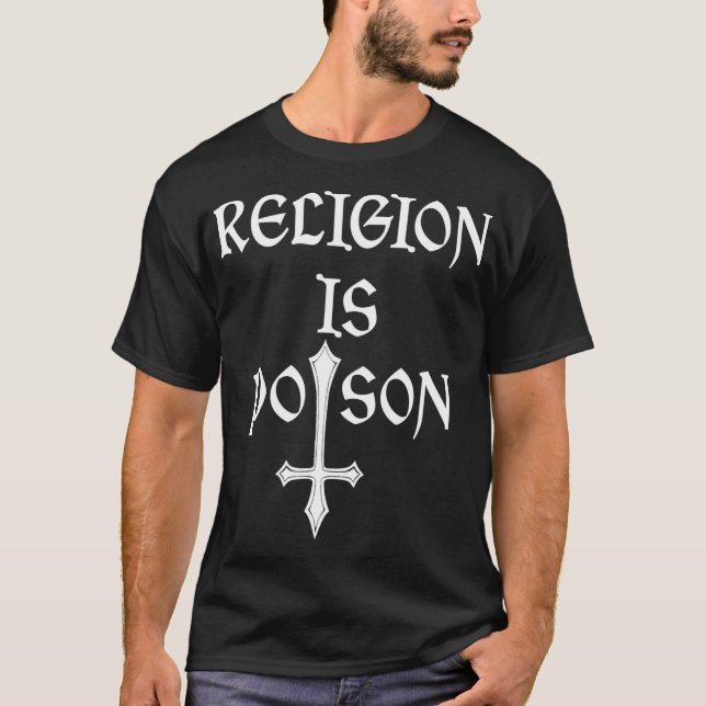 Camiseta Religião é Ateísta Venenosa Occulta sem Deus (Frente)