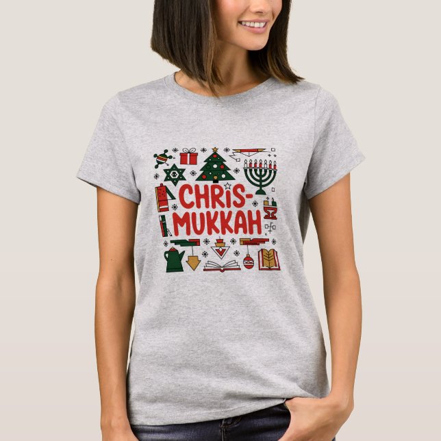 Camiseta Religião Judia de Natal Chrismukkah Hanukkah (Frente)