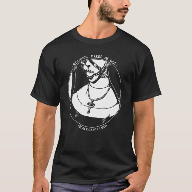 Camiseta Religião Me Faz Engasgar Blackcaft Cult (Frente)
