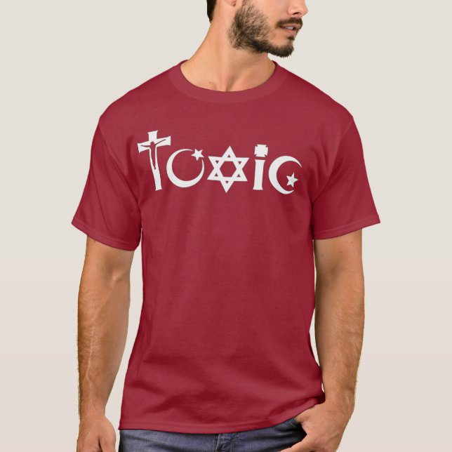 Camiseta Religião tóxica Religião ateia é ateísmo tóxico (Frente)