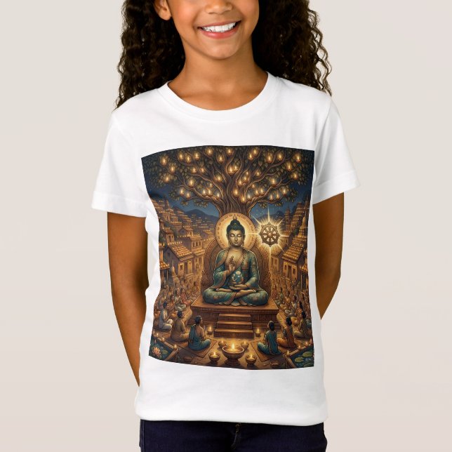 Camiseta Religiosa Arte de Buda - Iluminação Pacíf (Frente)