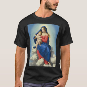 Camiseta Religiosa Da Madona E Da Criança