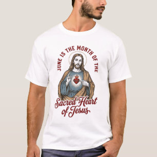Camiseta Religiosa Vintage Sagrado Coração de Jesu
