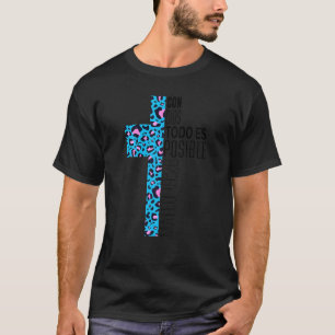 Camiseta Religioso Espanhol Cristão Con Dios Todo Es Pos
