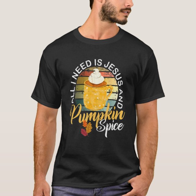 Camiseta Religious Autumn All I Need Is Jesus And Pumpkin S (Frente)