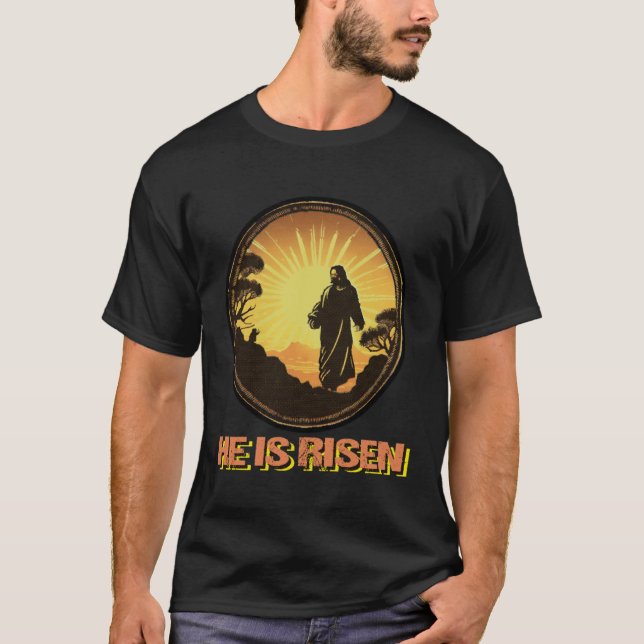 Camiseta Religious Easter  Christian Jesus He Arose (Frente)