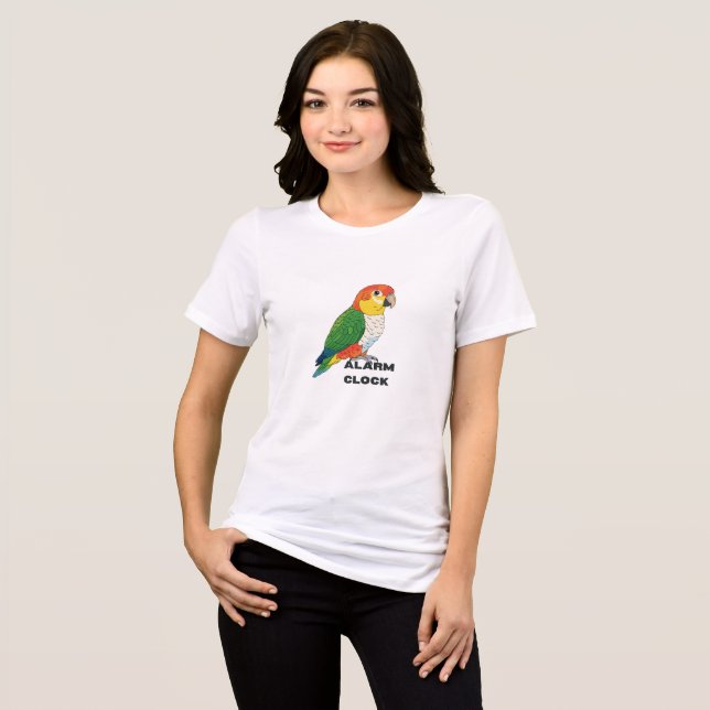 Camiseta Relógio Alarme Conure Sol – Design de Papagaio Alt (Frente Completa)