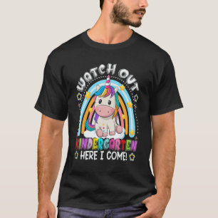 Camiseta Relógio Arco-íris de Unicórnio Cuidado Jardim de I
