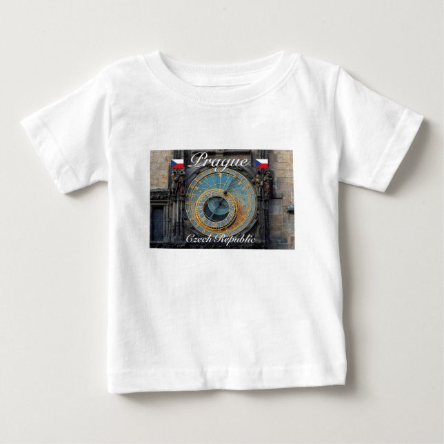 Camiseta Relógio astronômico Praga Orlog República Checa (Frente)