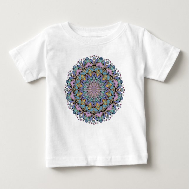 Camiseta Relógio com Mandala Pintada à Mão 3 (Frente)
