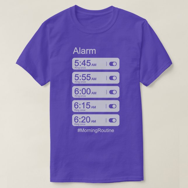 Camiseta Relógio de Alarme da Rotina da Manhã (Frente do Design)