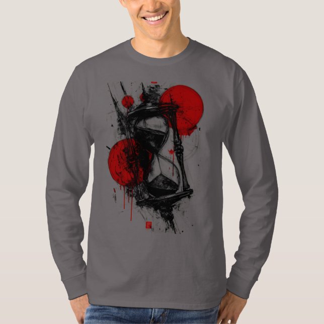 Camiseta Relógio de Areia Esboço Abstrato Manga Longa (Frente)